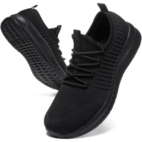 🆕Men All Black Mesh Running Shoes Slip-On Casual Lightweight Athletic Sneakers - Picture 1 of 7